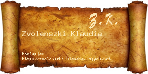 Zvolenszki Klaudia névjegykártya